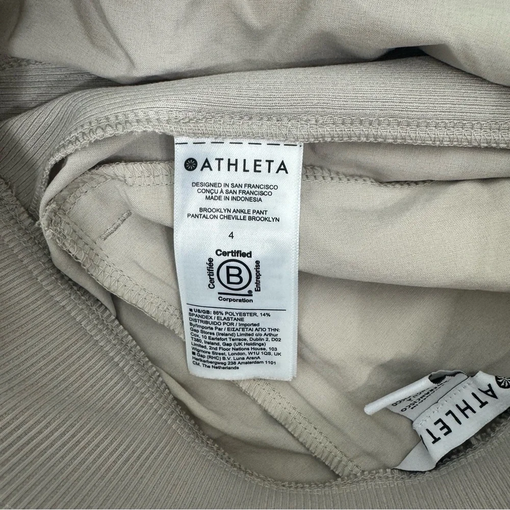 Athleta Brooklyn Ankle Pants Beige Size 4 Travel Stretch Pull On - Picture 9 of 16